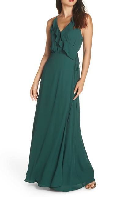 jamie ruffle wrap gown