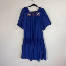 Ropa Of California Vintage Blue Tiered Peasant Midi Cottagecore Dress Fruit Med