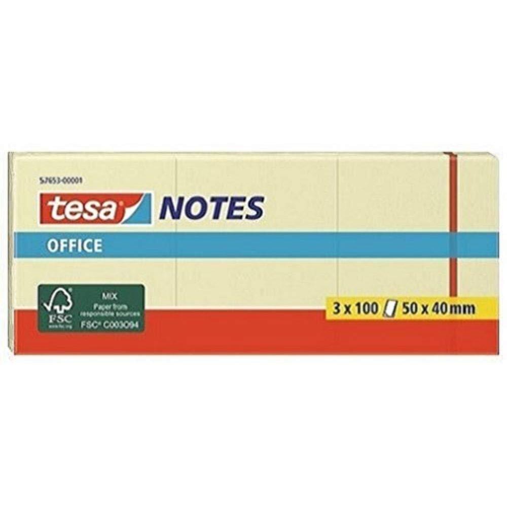 Tesa Blocco Note Adesivo tesa Office Notes 50x40 mm, Giallo, 3 Pezzi