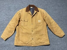 Carhartt Jacket Mens 46 Tall Duck Button Blanket Lined Coat Chore Distressed