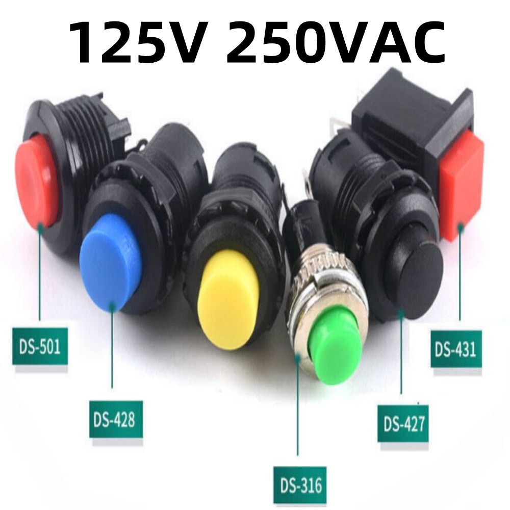 12mm 14mm SPST Round Push Button Switch 125V 250VAC Latching or Momentary  