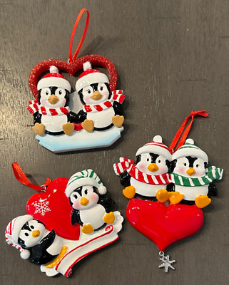 Penguin Couple In Love Personalizable Ornament ( Multiple Variation Options )