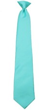 Boy's Solid Satin Aqua 14 inch Clip On Necktie Schools Weddings Formals - NWT
