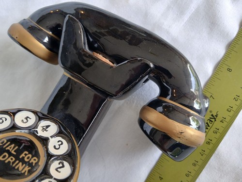 VINTAGE 2PC DESK TELEPHONE PHONE MADE IN JAPAN GLOSSY 7.5" TALL WHISKEY DECANTER - Picture 8 of 8