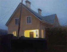 Original Oil Painting 18x14" Evening House Landscape Signed 2021