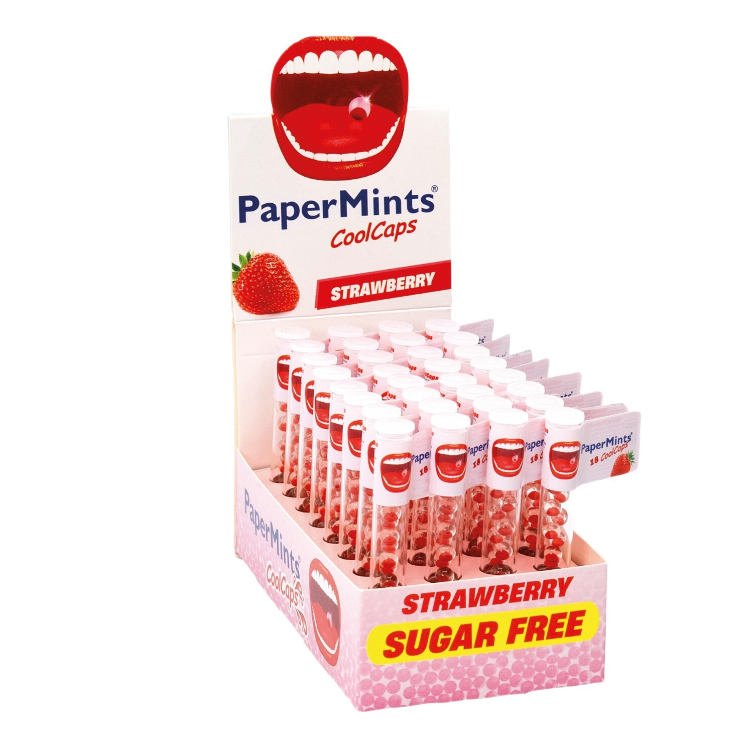 PAPERMINTS CoolCaps Strawberry 32 tubes of 18 Sugar Free + Instant Fresh Breath