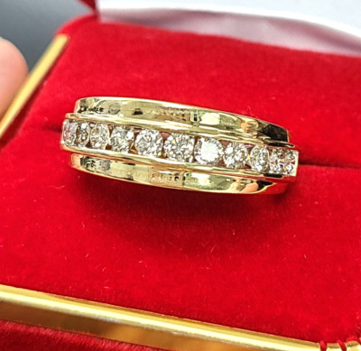 DEAL!0.90CT 100% NATURAL ROUND DIAMOND MEN'S WEDDING BAND RING 14KT GOLD 7.7MM