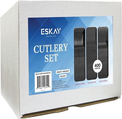 A wonderful plastic tableware set of 400 disposable cutlery ESKAY