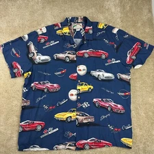 Paradise Found Mens Hawaiian Shirt 3XL General Motors Corvette Rayon Stingray