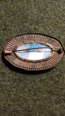 Broche Ancienne Turquoise Début 1900 - Bijou Vintage En Pierre Et Laiton, Collection