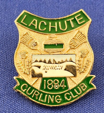 Lachute Curling Club est 1884 LACHUTE Quebec Original Older Shield Club Pin