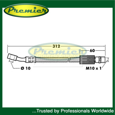 Premier Front Brake Hose Fits Vauxhall Corsa 2000-2007 Combo 2001-2012 13335203