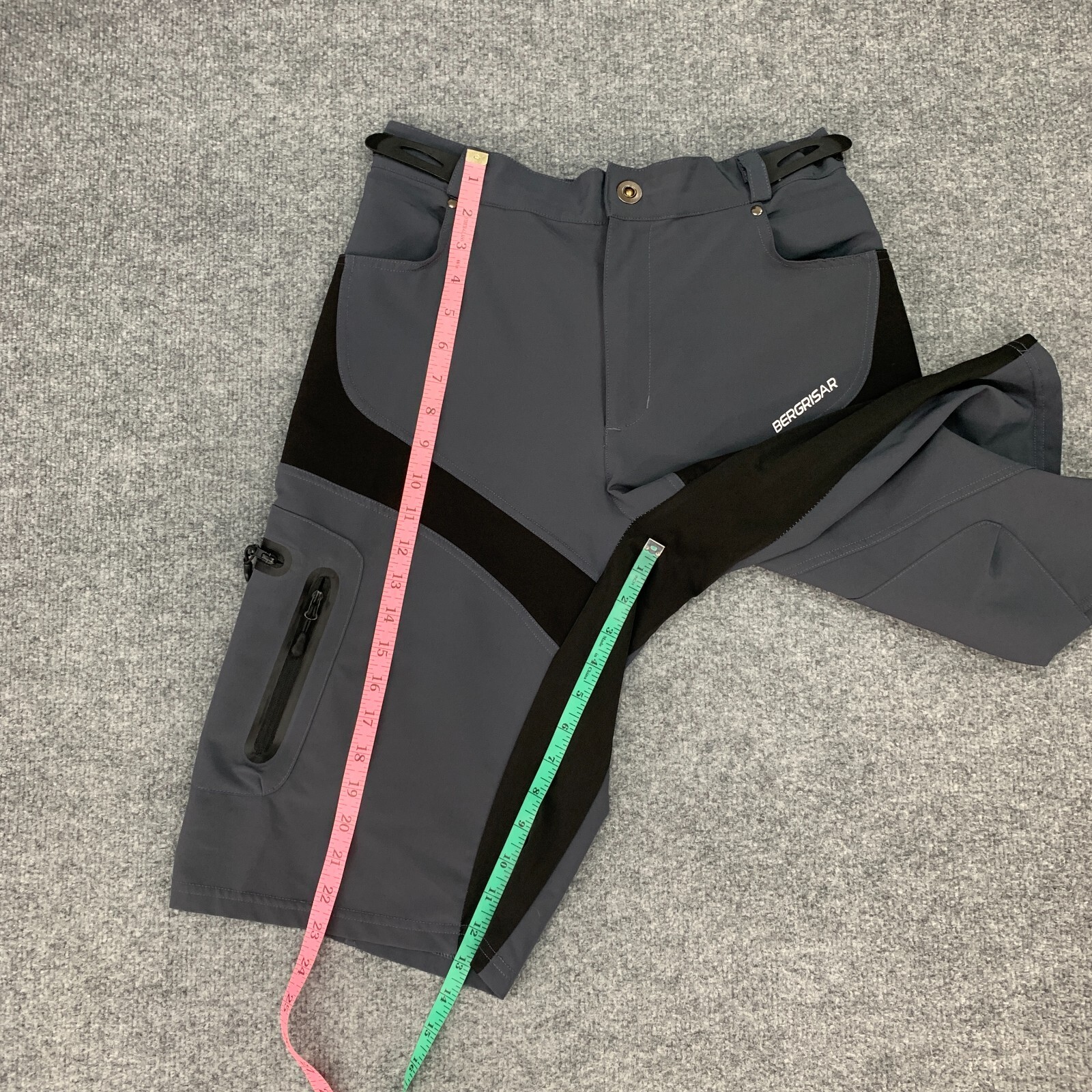 Bergrisar Mountain Biking Shorts Mens M Medium Gray Black Cargo Pocket