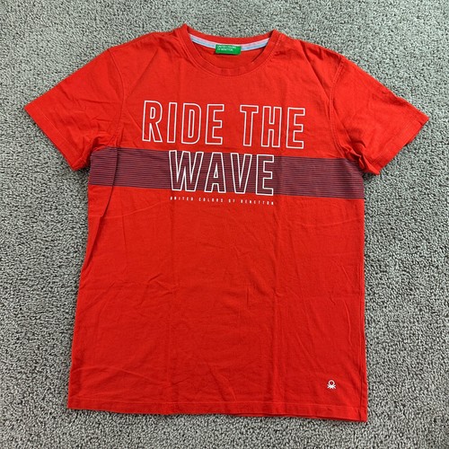 United Colors Of Benetton Shirt Mens Extra Large Red Ride The Wave Short Sleeve