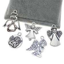 25PCS/set Antiqued Silver Alloy Assorted Angel Fairy Charms Pendant DIY Crafts