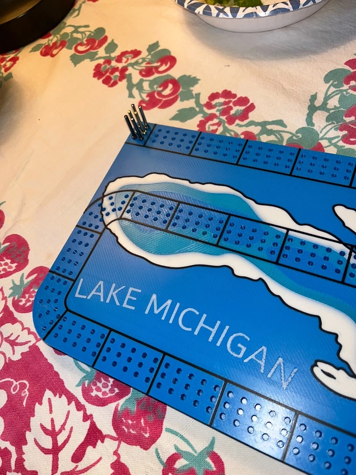Tablero de cuna azul impreso en 3D, Lake Michigan Foto 3 de 4