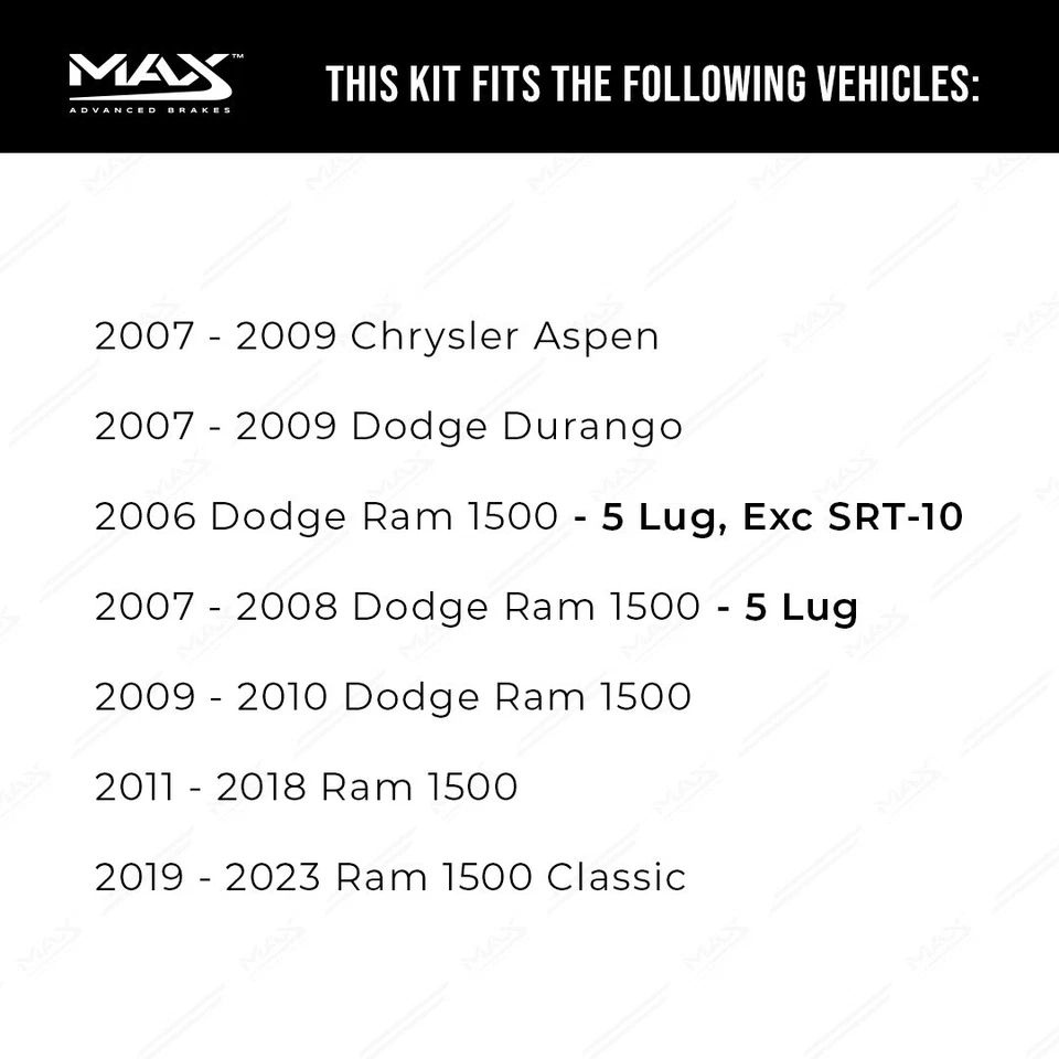 Front Drilled Slotted Rotors + Pads for 06-2018 Dodge Ram 1500 Ram 1500 Classic - Image 2 of 4