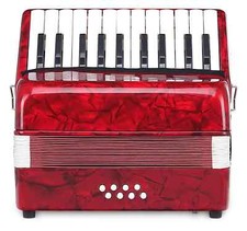 Accordeon Concertina De Enfants Debutants 8 Basse 22 Touches Poche Sangles Rouge