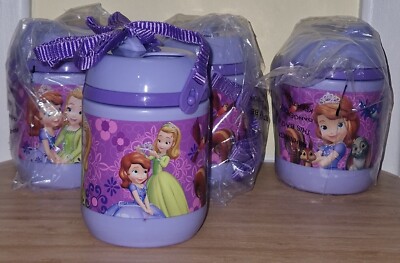 Sofia die erste Disney Prinzessin lila Trinkflasche mit Strohhalm BRANDNEU