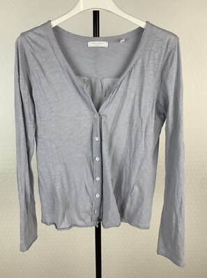 Marc O'Polo Organic Damen Gr S Shirt langarm Bluse Bio-Baumwolle grau Jacke 9A4