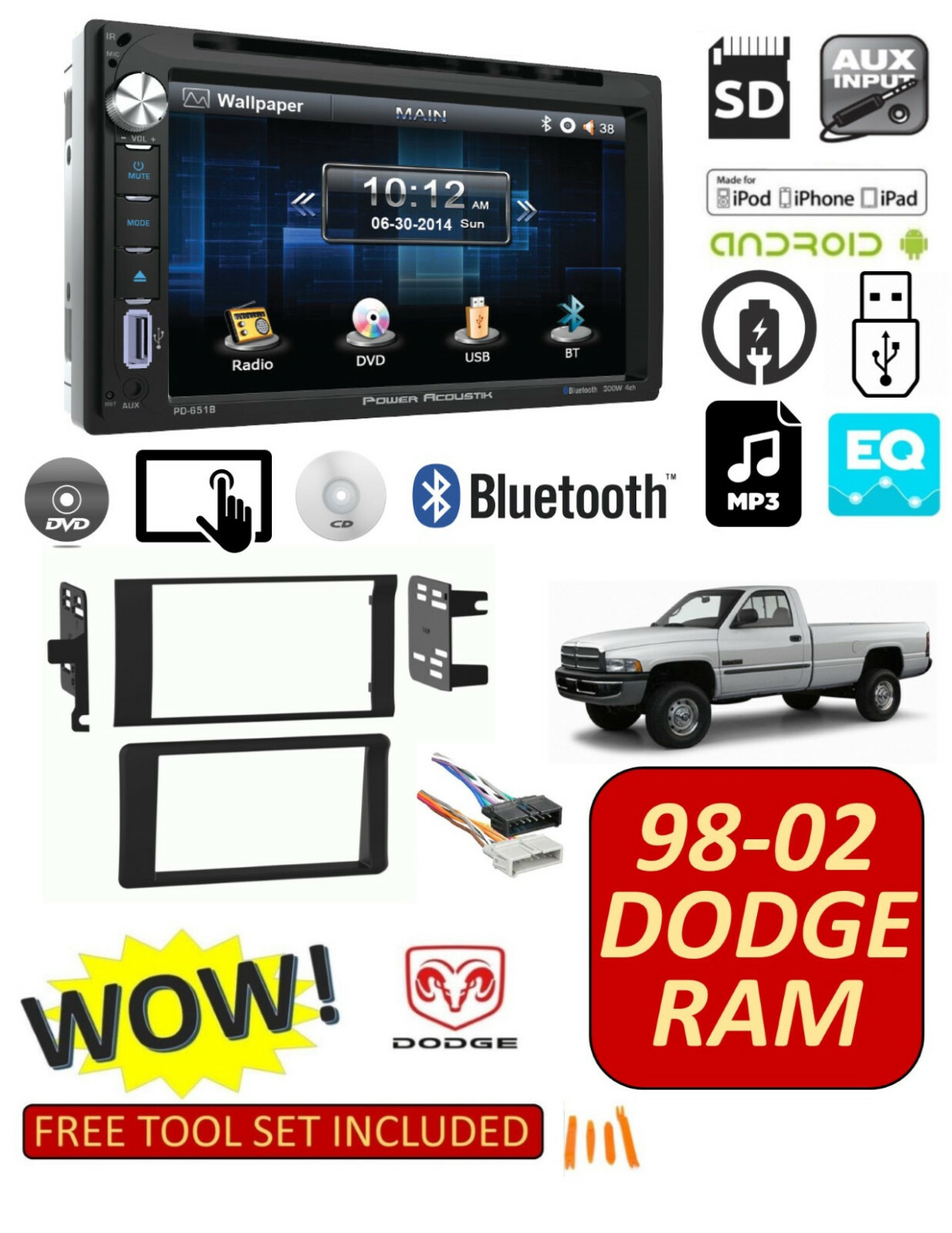 98-02 DODGE RAM CAR STEREO COMBO 