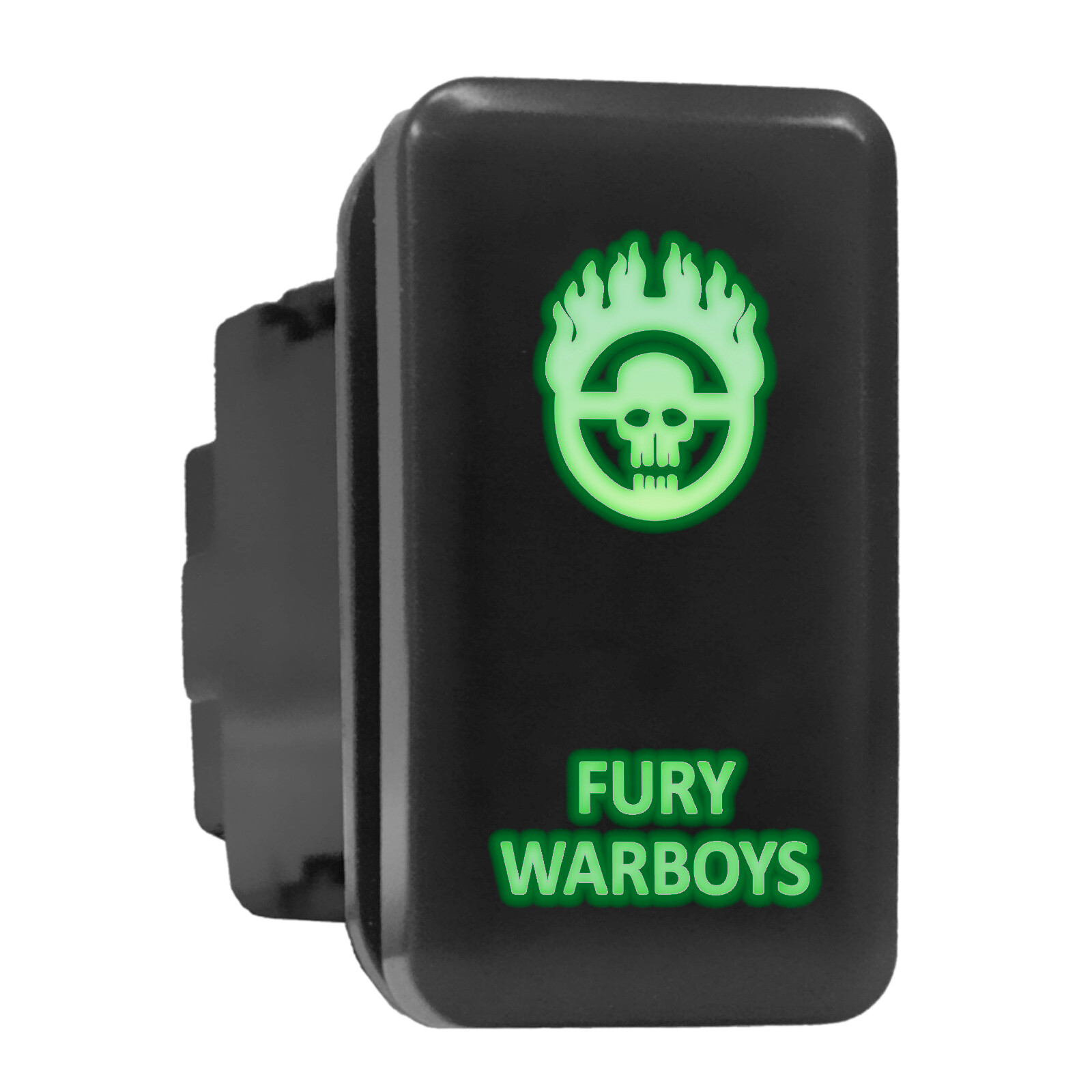 FURY WARBOYS Green LED Tall Push-In Switch 1.54x0.83 Inches for Toyota Models