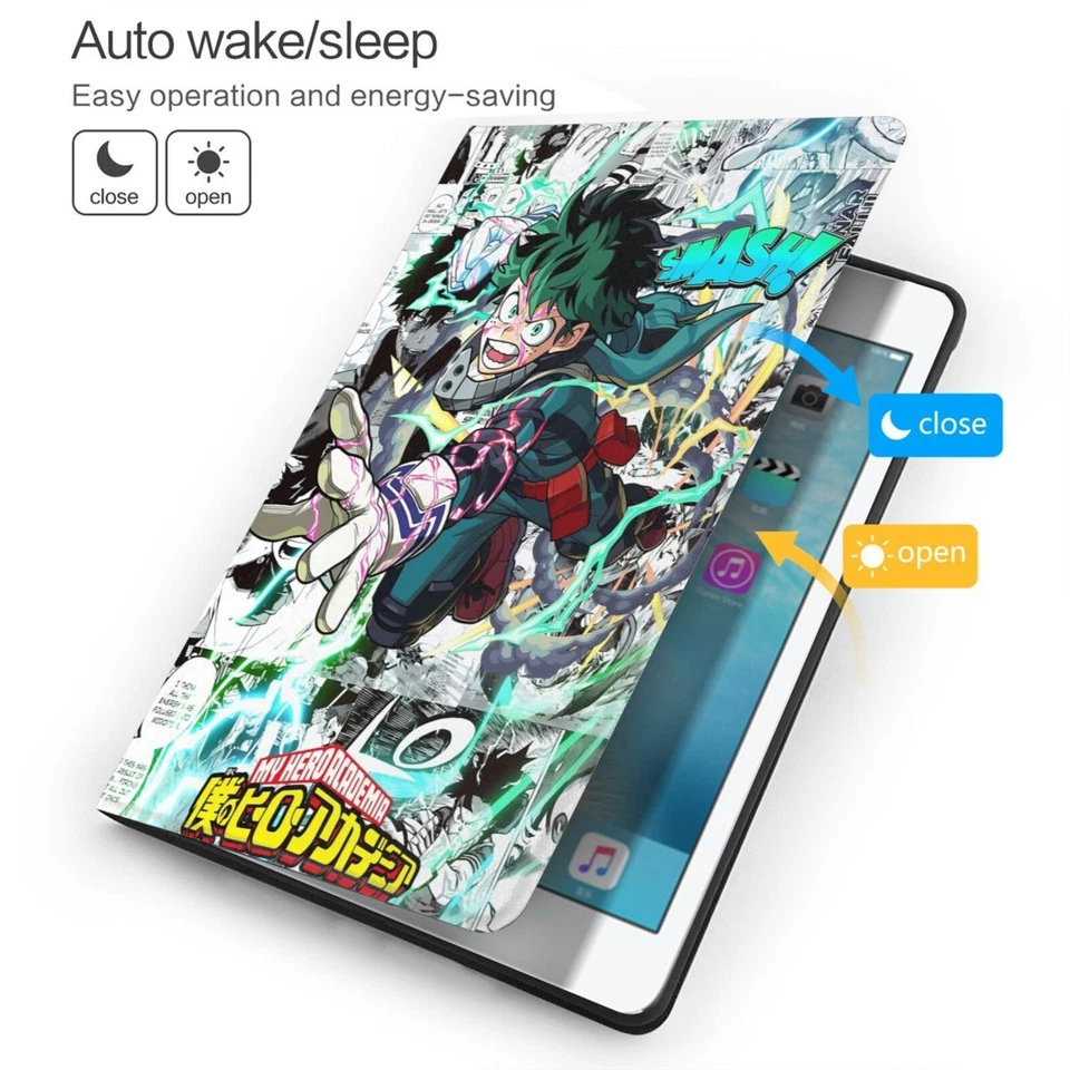 Funda inteligente de TPU My Hero Academia dibujos animados despertar/dormir automático para iPad 9/8/7th Air 3 Foto 3 de 4