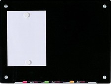 Magnetic Black Glass Dry-Erase Board Set - 2' x 1.5' - Includes Magnets, Hard...