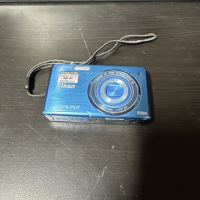 #ad Nikon COOLPIX S5200 16.0MP Digital Camera Blue Parts Or Repair Only $49.99