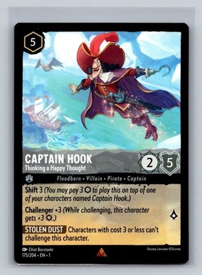 Captain Hook Thinking a Happy Thought - 175/204 - Rare - Disney Lorcana
