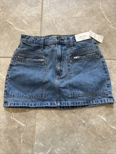 Abercrombie Fitch Denim Mini Skirt Size 27/4 High Rise Zipper Pockets