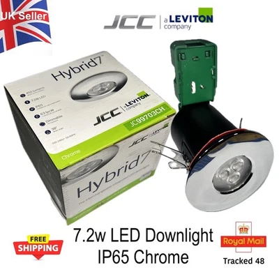 7.2w LED Chrome Downlight IP65 for Bathrooms Fire Rated 3000k Warm White JCC