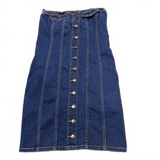 Vintage Guess Jeans Size 8 Women’s Blue Denim Button Front High Waist Jean Skirt