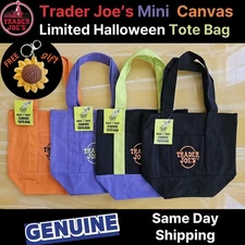 Trader Joe's Halloween Mini Canvas Tote Bags Limited Edition Set of 4-Free Gift
