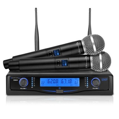 Technical Pro WM854 Professional UHF Dual Wireless Microphone System with Case