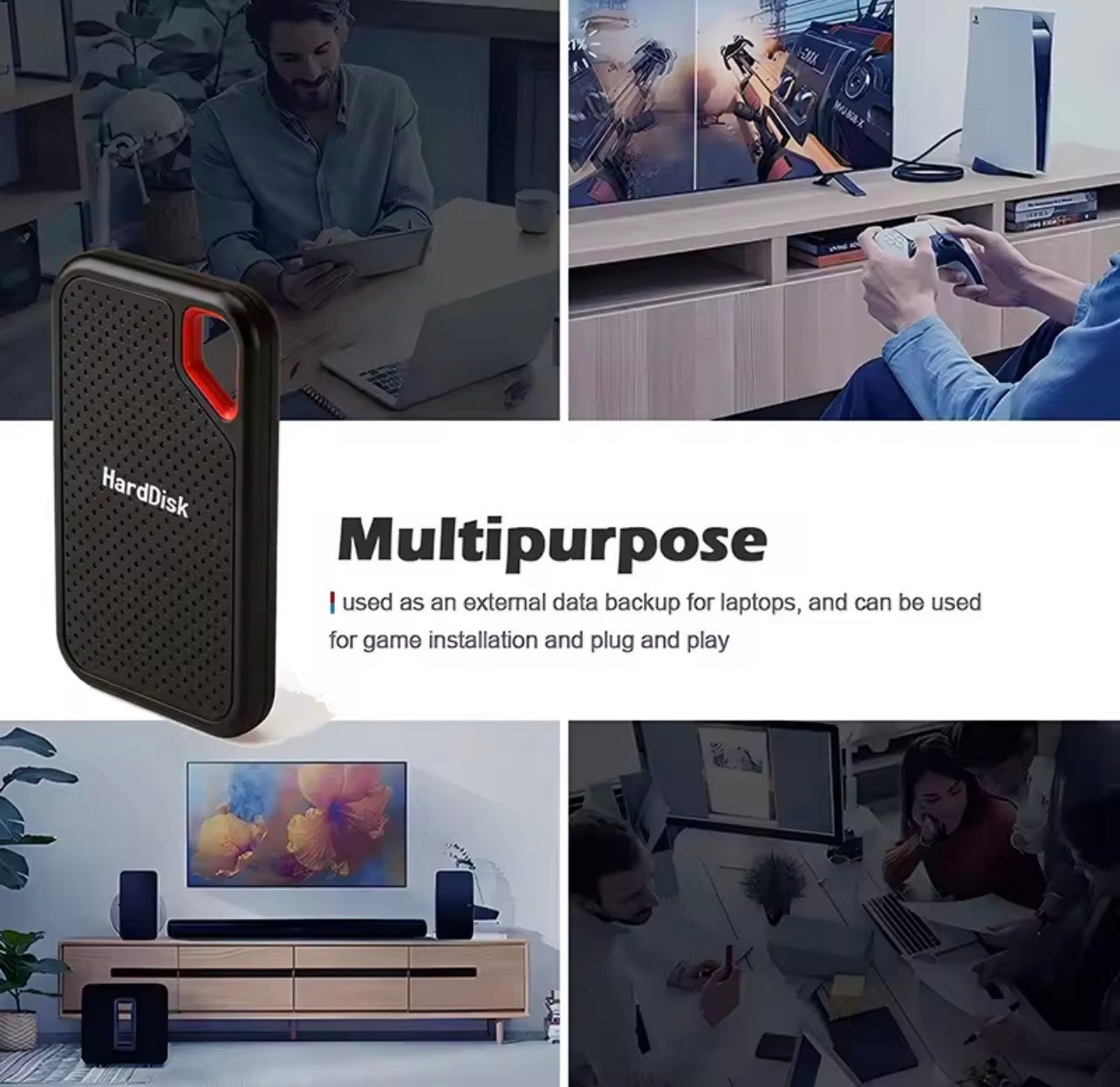 1 TB Ultra-Slim Portable External Hard Drive Plug & Play for PC, Mac, Laptop,PS4