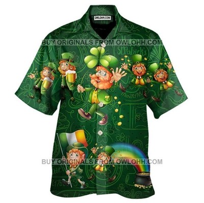 Funny Leprechaun St Patrick's Day Hawaiian Shirt Lucky Green Irish Celebration