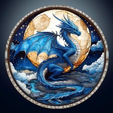 Wooden Puzzles for Adults - Unique Animal Shaped Moonlit Blue Dragon Puzzle, 3D