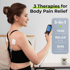 3-In-1 TENS Unit Muscle Stimulator, EMS Massage Machine with 40 Intensities f...