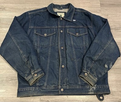 Vintage 90s Northwest Territory navy denim trucker jacket Size XL