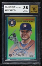 2023 Chrome Platinum Anniversary Aqua Refractor Yainer Diaz BGS 8.5 Auto b4d