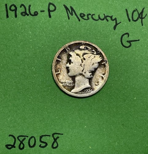 1926-P Mercury Dime 10c Good 90% Silver