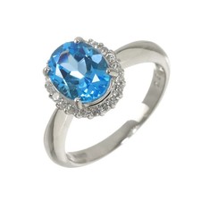 Blue Topaz Diamond 0.26ct Ring Pt Platinum size6-6.25(US) 90322773