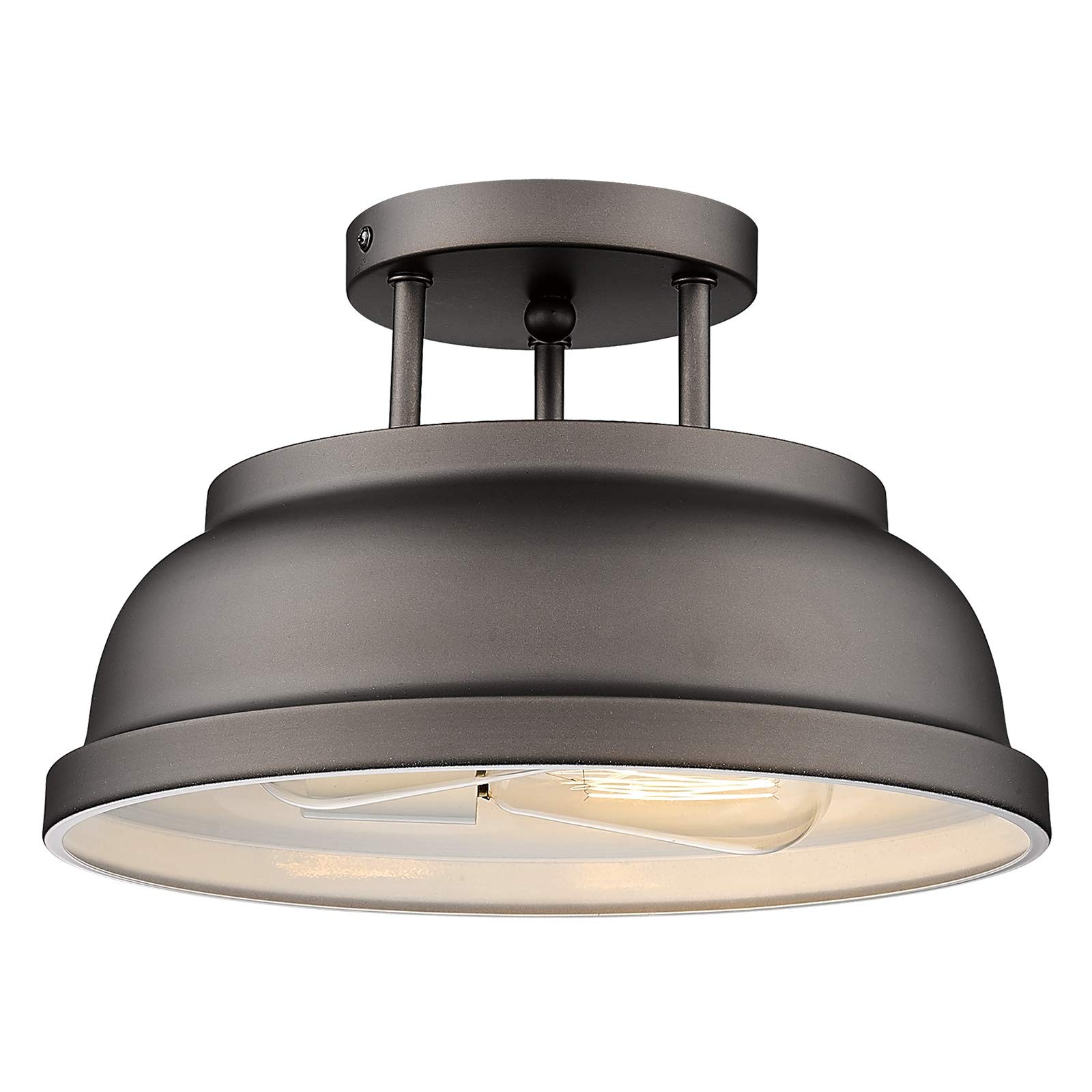 Farmhouse Semi-Flush Mount Ceiling Light - 2-Light 12 Inch Ceiling Light Fixt...