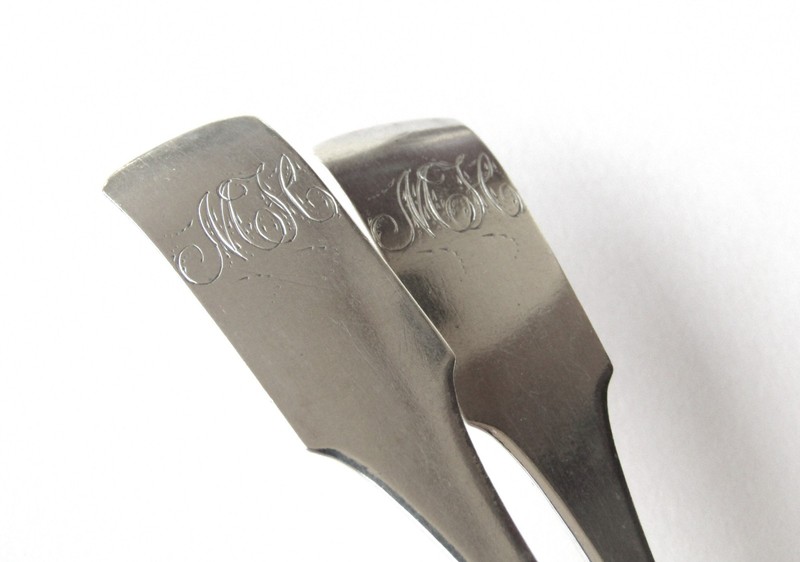 Pair coin silver petite bird back teaspoons George Heller Reading PA early 19th