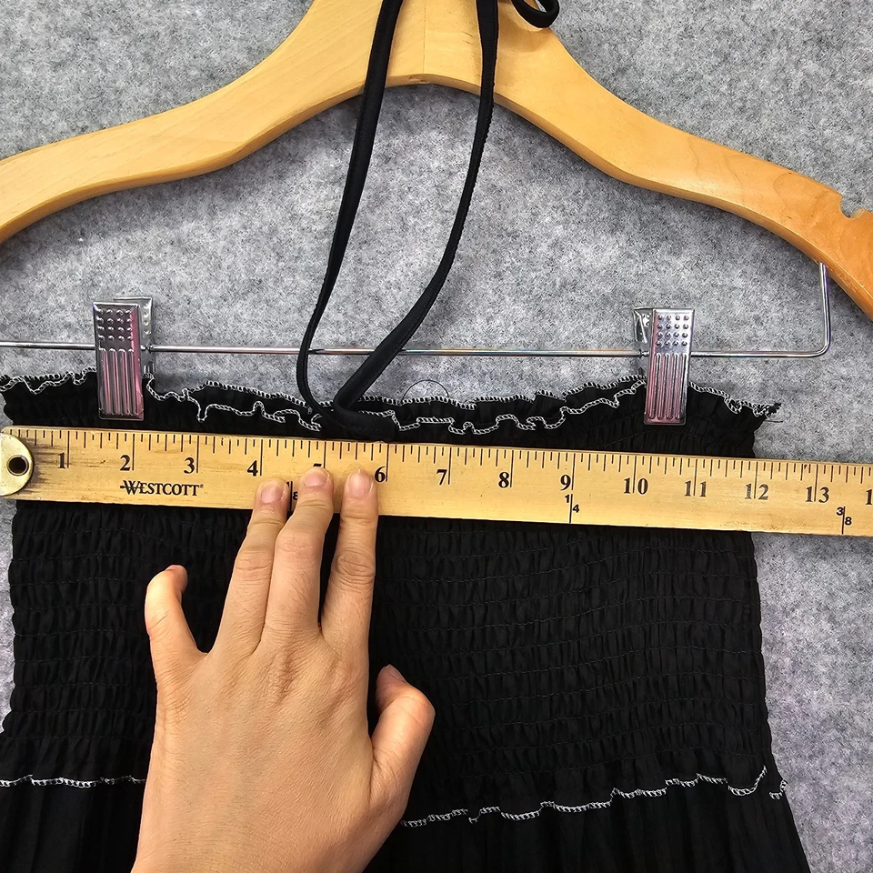 Maxi Vestido En Niveles Mujer Mediano Negro Tubo Calado Halter Boho ANNABELLE Nueva York Foto 4 de 4