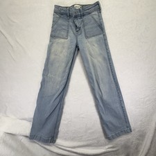 Abercrombie Kids Girls High-Rise Wide-Leg Light Wash Denim Jeans Pockets 11/12L