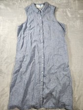 Tommy Bahama Light Blue Chambray Linen Button Front Midi Dress Coastal XL