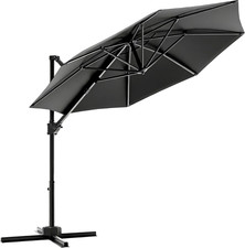 3.25X3.25M Garden Parasol with Crank Tilt, Cantilever Umbrella, Waterproof UV Re