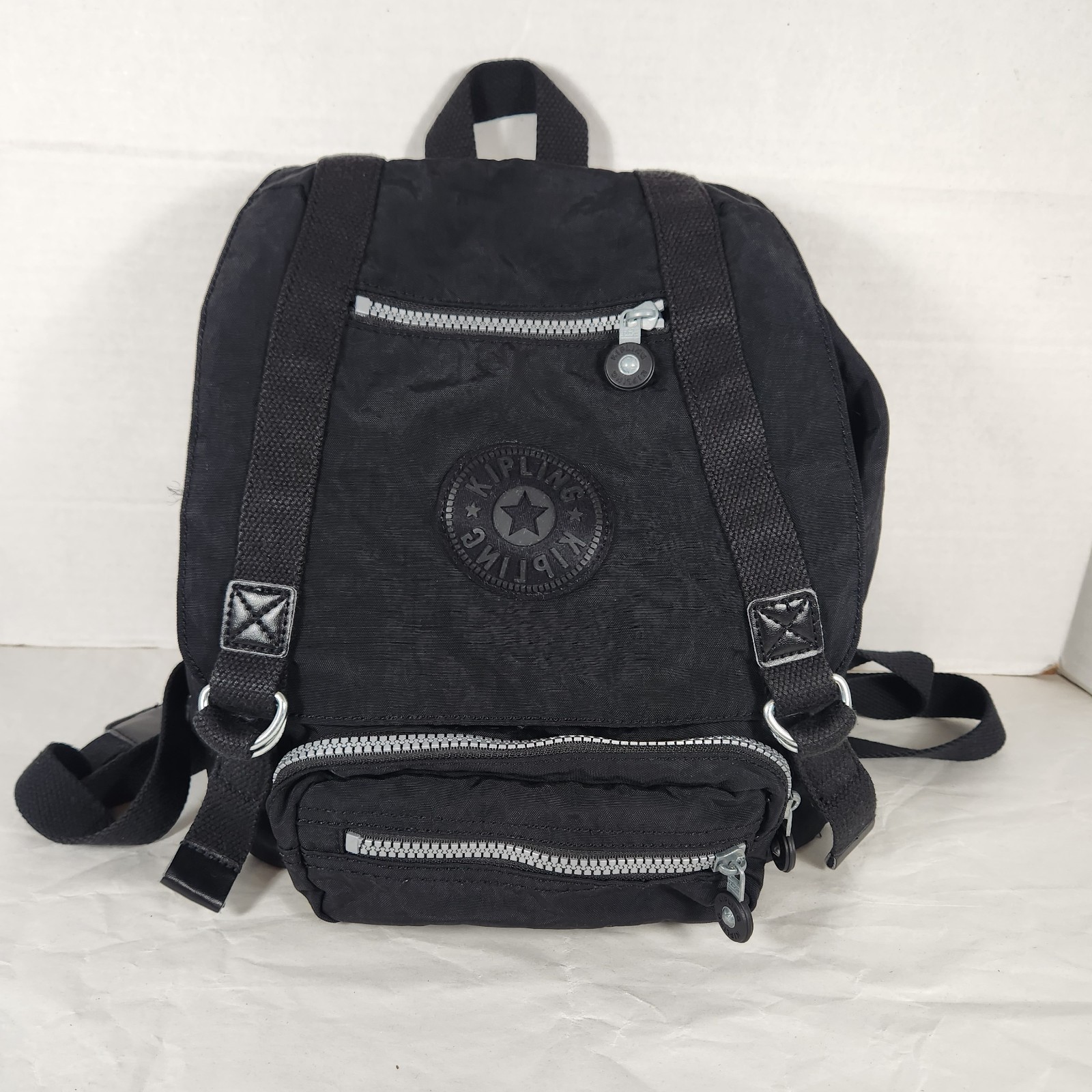 Kipling Small Black Nylon Backpack W/ Drawstrings… - image 1